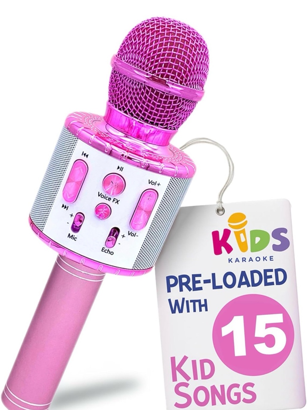 Kids Karaoke Microphone - Pink Wireless Sing-Along Mic